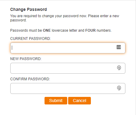 Change Password Screen Example